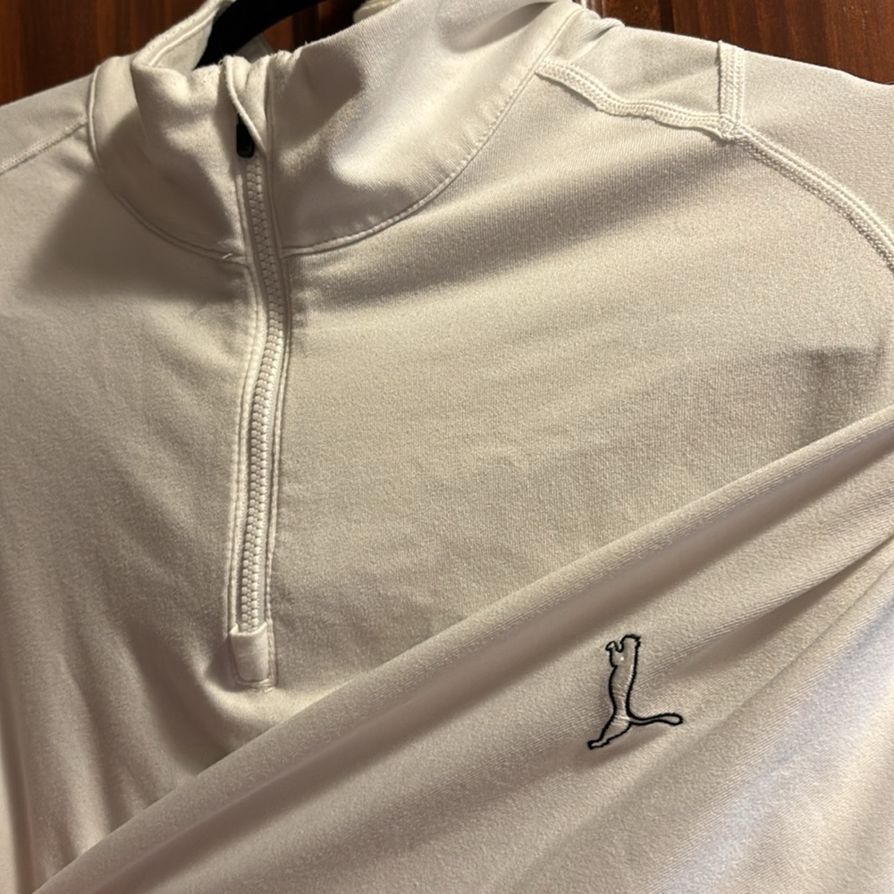 Mens Size M Puma White Golf 3/4 Zip.